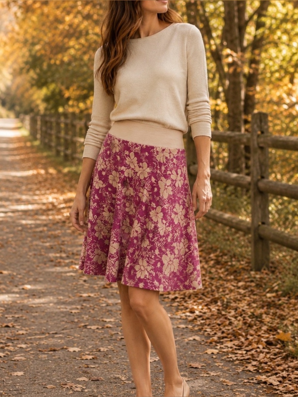 Velvet by Graham&Spencer Hibiscus Floral Skirt with Waistband